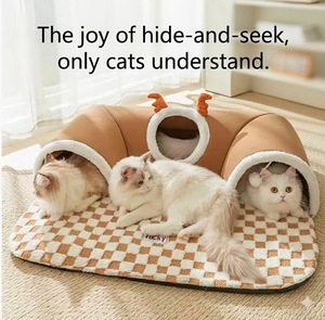 Cama de Lujo 2 en 1 para Mascotas, Túnel y Casa para Gatos, Refugio para Perros y Gatos, Túnel para Perros, Alfombra de Otoño Invierno, Cama Cueva para Gatos - Product Image 2
