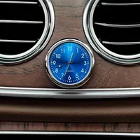 Jam Digital Tempel Pintu Interior Mobil Mini, Mekanisme Quartz, Diameter 40mm, Jam Mobil Bercahaya, Ornamen Mobil