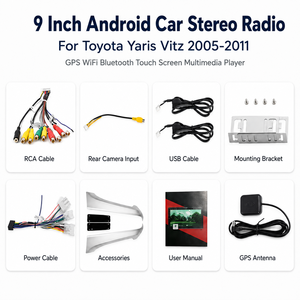 Autoradio Android 9 pouces pour Toyota Yaris Vitz 2005-2011 GPS WiFi Bluetooth Écran tactile Lecteur multimédia - Product Image 6