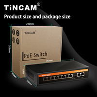 Conmutador PoE Pasivo No Estándar TiNCAM OEM 10/100M de 8 Puertos, 2 Uplinks, 250m VLAN, Conmutador de Alimentación por Ethernet para Cámaras IP