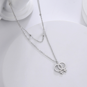 Collana in acciaio inossidabile placcato in oro per mamma <span class=keywords><strong>e</strong></span> bambino collana da donna a doppio strato per mamma regalo per la festa della mamma della famiglia - Product Image 5