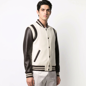 Best Quality <b>Men's</b> <b>Leather</b> Sleeve College University Baseball Varsity <b>Jacket</b> New Fashion Letterman CollegeBaseballjacket for <b>men</b> - Product Image 1