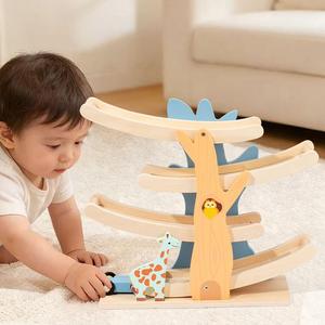 Montessori Race Track <strong>Wooden</strong> <strong>Car</strong> <strong>Ramp</strong> Racer <strong>Toy</strong> Tree Shape Multi Level Race Track Educational Learning <strong>Toy</strong> for Preschool Kids - Product Image 2
