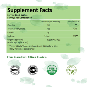 Complément Alimentaire Végétalien en <span class=keywords><strong>Comprimés</strong></span> de <span class=keywords><strong>Spiruline</strong></span> <span class=keywords><strong>Bio</strong></span> 1000mg, Marque Blanche, 120 <span class=keywords><strong>Comprimés</strong></span>, OEM - Product Image 2