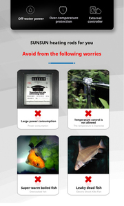 Sunsun PTC hồ cá chuyển đổi tần số sưởi ấm que tự động nhiệt độ không đổi chống cháy nổ nóng điện năng thấp 100W 300W - Product Image 2