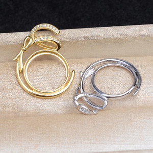 Support d'accessoires en argent plaqué or Wenchi DIY pour perles Mabe, taille de perle 14,8-15 mm, Gourd du Trésor, Chine - Product Image 2