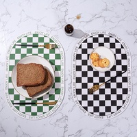 Set de table en cuir PU à carreaux, isolant thermique, anti-brûlure, imperméable, résistant à l'huile, style occidental classique pour mariage, fête, banquet