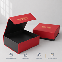 Boîte rigide à fermeture magnétique rouge, directement de l'usine, avec logo personnalisé en feuille métallisée pour cosmétiques et bijoux