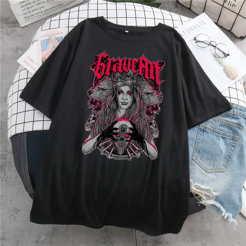 Trendy Clothing Dark Style Gothic Skull Head T Shirt Printed Short-Sleeved Men And Women Hip-Hop Personality T-Shirt