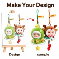 Cadeau de Noël personnalisé : Pendentif de voiture, Breloque de sac, Porte-clés, Jouets en peluche de fête, incluant des figurines en peluche à visage en vinyle de style dessin animé