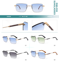 Lunettes de soleil de luxe sans monture avec logo, teintes dorées, pour les passionnés de mode, protection UV, lunettes de soleil haut de gamme
