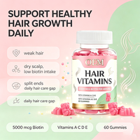 Vitamines capillaires personnalisées en gommes, 60 gommes, Biotine 5000mcg, Complexe multivitaminé, Service OEM