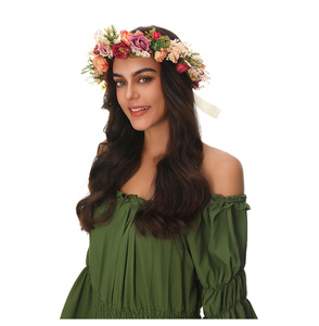 Couronnes de <span class=keywords><strong>fleurs</strong></span> de rose en stock, bandeaux <span class=keywords><strong>pour</strong></span> <span class=keywords><strong>cheveux</strong></span> en herbe naturelle <span class=keywords><strong>pour</strong></span> filles, vente en gros - Product Image 1