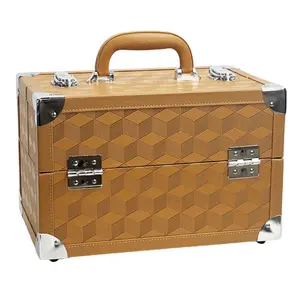 Lederen Make-Up Travel Case Aanpassen Make-Up Train Case Cosmetische Schoonheid Ijdelheid Organizer Opbergdoos Voor Dame Kunstenaar