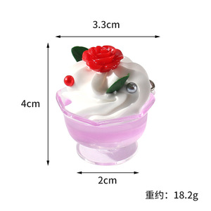 Nuevo llavero con forma de taza de helado simulado de verano, colgante creativo para mochila, regalo de recuerdo - Product Image 5
