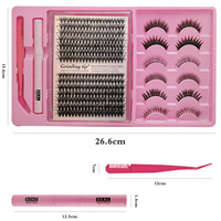 Faux cils en grappe 30D 40D à auto-greffe, style européen, avec kit colle et dissolvant double tête
