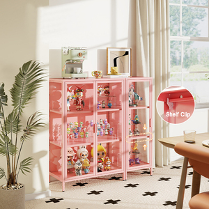 Vitrina Moderna con Puerta de Vidrio, Vitrina Metálica para Curiosidades, 5 Estantes Ajustables, Vidrio Templado <span class=keywords><strong>HD</strong></span>, Vitrina para Sala de Estar - Product Image 4