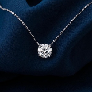 Collier ras du cou minimaliste en or 14 carats rempli, avec moissanite VVS GRA taille ronde 1ct 2ct, style solitaire diamant, tendance pour femme - Product Image 4