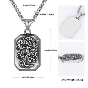 Collar Vikingo con Colgante de Árbol de la Vida y Escudo, Joyería de Acero Inoxidable al por Mayor - Product Image 2