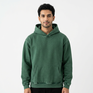 เสื้อฮู้ดดี้โอเวอร์ไซส์ผ้าฝ้าย 100% หนา 500gsm แบบ unisex สำหรับขายส่ง พร้อมปักโลโก้ตามสั่ง แขนปกติ ซิปหน้า คอกลม ระบายอากาศได้ดี สำหรับผู้ชาย - Product Image 1
