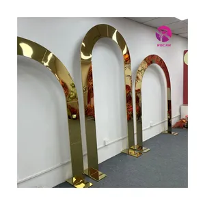 Event Party Wedding Metal Gold Backdrop Frame Stand Shiny Cheap Model Wedding Arch