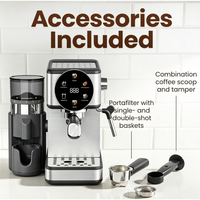 ANBOLIFE Cafetera Espresso de Calidad Profesional con Molinillo Integrado, Espumador de Leche Manos Libres para Cappuccinos y Lattes, Acero Inoxidable