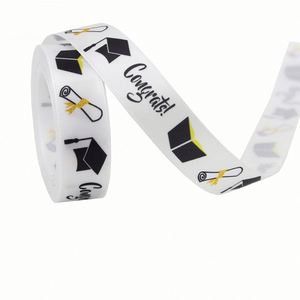 Cinta de Satén con Estampado de Graduación de 1/1.6/2.5cm y 10 Yardas, Variedad de Diseños, para Envolver Regalos y Decoración de Fiestas - Product Image 4