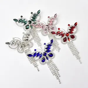 Bros Kupu-kupu Berlian Imitasi Kualitas Tinggi Rumbai Kristal Gesper Pin Aksesoris untuk Pakaian Sepatu Pesta Pernikahan Perhiasan Hadiah