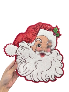 Toppe ricamate alla moda in ciniglia Santa Baby su applique per felpe con cappuccio di grandi dimensioni con Glitter Glitter alta e densa <span class=keywords><strong>Patch</strong></span> di ciniglia - Product Image 5