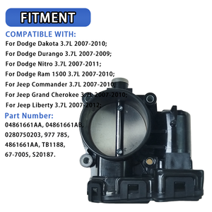 Cuerpo del acelerador negro para 2007-2010 <span class=keywords><strong>Dodge</strong></span> Dakota Nitro Ram 1500 Jeep Liberty Dakota 3.7L 04861661AA 04861661AB 0280750203 977 785 - Product Image 2