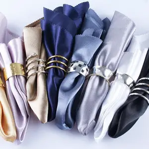 Light luxury silk glossy napkins hotel western restaurant folding mats polyester high-end glossy cloth