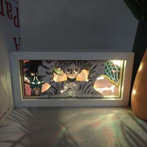 LED 3D 종이 조각 프레임 레이어드 섀도우 박스 아트 애니메이션 테마 루피 사무실 용 - Product Image 1