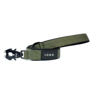 Laisse de chien K9 tactique à sangle en nylon avec clip mousqueton pivotant Laisse de chien rembourrée en néoprène souple et robuste