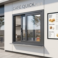 Fenêtre coulissante moderne en aluminium insonorisée, à cadre fin, facile à nettoyer, pour restaurant, vitrine commerciale, usage en projet commercial