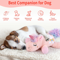 Jouets en peluche pour chien avec simulation de battement de cœur de licorne, compagnon de sommeil, jouet apaisant pour chien, anti-anxiété