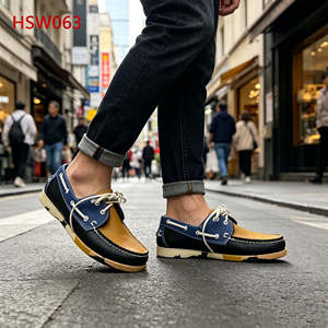 XLY, Mocasines de Lujo para Hombre, Estilo Kenia/África, Color Azul+ Amarillo Claro, Zapatos Náuticos para Conducir HSW063 - Product Image 3