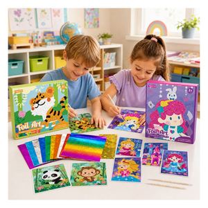 Kit de Manualidades con Lámina Metálica al por Mayor, Set de Actividades de Lienzo de Transferencia Arcoíris para Niños, Sin Manchas, Ideal para Viajes, Regalo de Cumpleaños o Festividades - Product Image 4