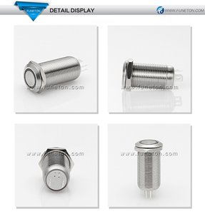 12mm 평면형 링 조명 스테인리스/니켈 도금 황동 푸시 버튼 스위치 순간 작동 5A <span class=keywords><strong>250V</strong></span> IP65 버튼 스위치 - Product Image 4