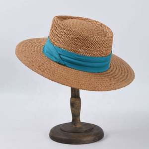 Chapeau de soleil de plage unisexe en paille tressée style canotier pour femmes et hommes, avec 3 rubans décoratifs tressés – Nouvelle collection été très tendance - Product Image 5