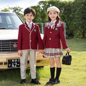 Uniforme scolaire marron d'hiver vestes d'école de marque rouge bon marché blazer d'uniforme scolaire avec passepoil blanc - Product Image 4