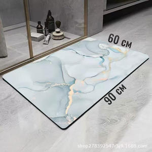 Tapis de bain en terre de diatomée Temu Marble, lot de 2, antidérapant, facile à nettoyer, tapis de sol rectangulaire pour la maison, motif abstrait - Product Image 2