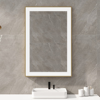 Miroir de salle de bain mural LED rectangulaire de luxe avec cadre en aluminium personnalisé, interrupteur tactile moderne, divers modèles