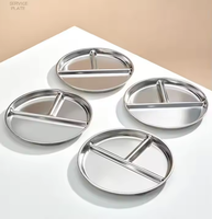 Assiettes rondes en acier inoxydable 304 en gros avec 3 compartiments pour enfants