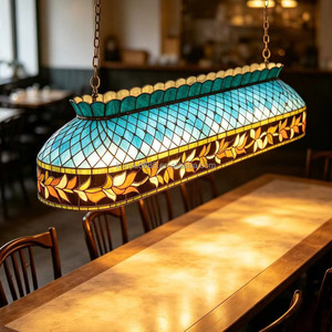 Lámpara Colgante de Vidrio Estilo Tiffany de 55 Pulgadas, Lámpara de Techo Lineal Europea para Mesa de Comedor Larga e Isla de Cocina - Product Image 2