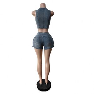 Nuovi Arrivi Estivi: Shorts Casual Senza Maniche <span class=keywords><strong>in</strong></span> Denim per Donna - Product Image 3