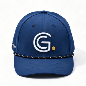 [Your Brand] Unisex <b>Navy</b> Blue 6-Panel Baseball Cap G Embroidery with Rope Trim Curved Back Casual Daily Wear <b>Hat</b> - Product Image 3