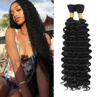 Extensions de cheveux humains bruts indiens vierges pour tresses bohèmes, ondulations profondes de 20 pouces, vente en gros