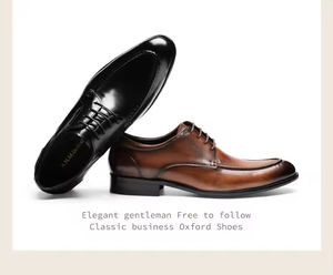 Zapatos Oxford de Cuero Genuino para Hombre, Estilo Italiano de Alta Gama, Hechos a Mano, para Boda, con Cierre Deslizante, Bordado Ligero Otoñal, Puntera de Acero - Product Image 6