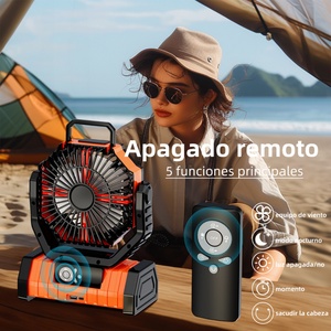 Ventilador de Mesa Recargable USB de 20000 mAh, Ventilador Portátil Recargable F6, Ventilador de Camping Recargable Portátil con Luz LED - Product Image 2