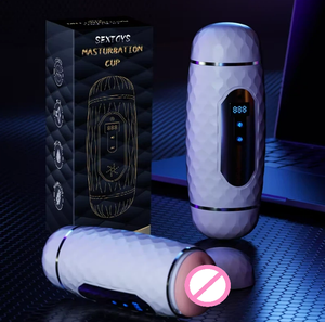 Dubbelkopige tellende masturbatie-apparaat - Intelligente mannelijke stimulator met nummerweergave |   Stille vibratiemotor seksspeeltje TPE+ABS materiaal - Product Image 5